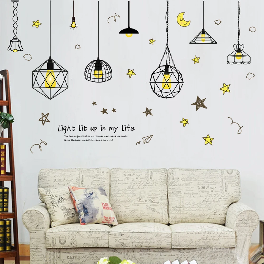 Hanging Lamp Wall Sticker Electric Light Vinyl Kitchen Dining Room Wall Stickers Decor Removable Decals Wallpaper Home Decor
