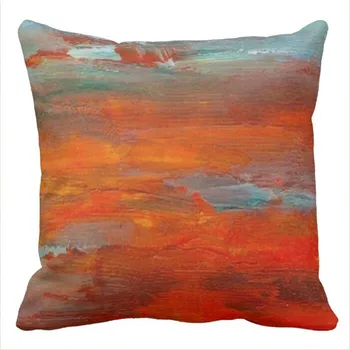 

Abstract Orange Blue Sunset Beach Scene Pillow case
