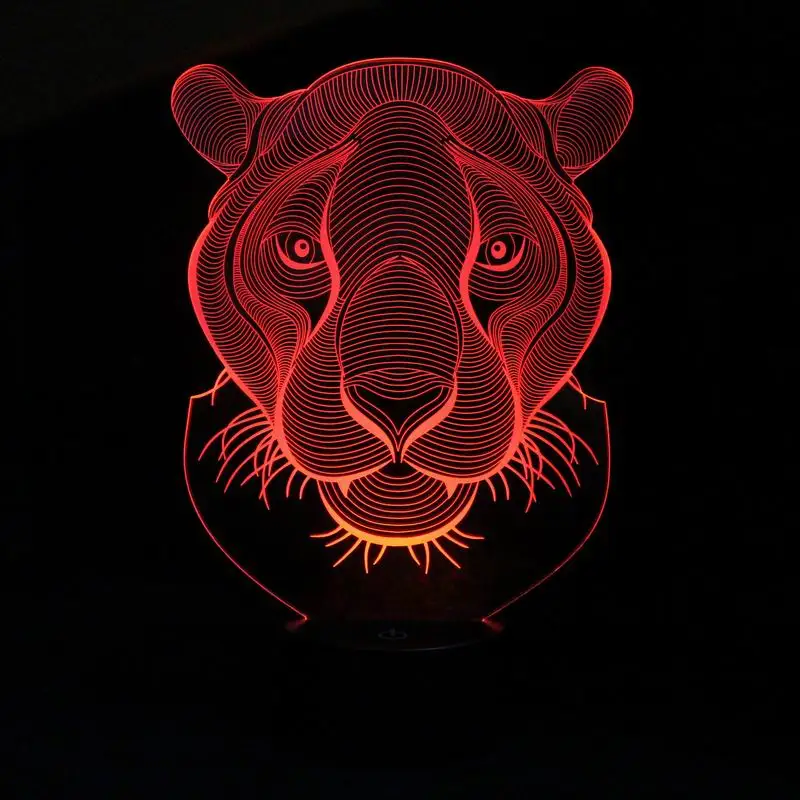 Amazing 3D LED Lamp Tiger Shape LED Night Lights with 7 Colors Light for Home Decoration
