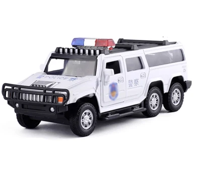 Горячая 1:32 шестиколесная Hummer сплава Полиция внедорожных игрушечные машины Звук Свет задерживаете игрушечный танк автомобилей для детей Подарки - Цвет: 2