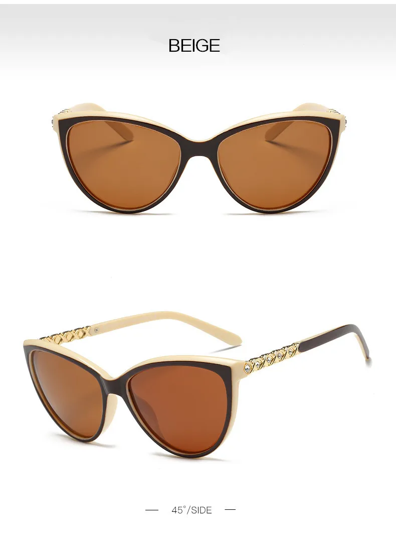 YOOSKE Поляризованные Солнцезащитные очки женские роскошные солнцезащитные очки «кошачий глаз» Ретро женские очки UV400