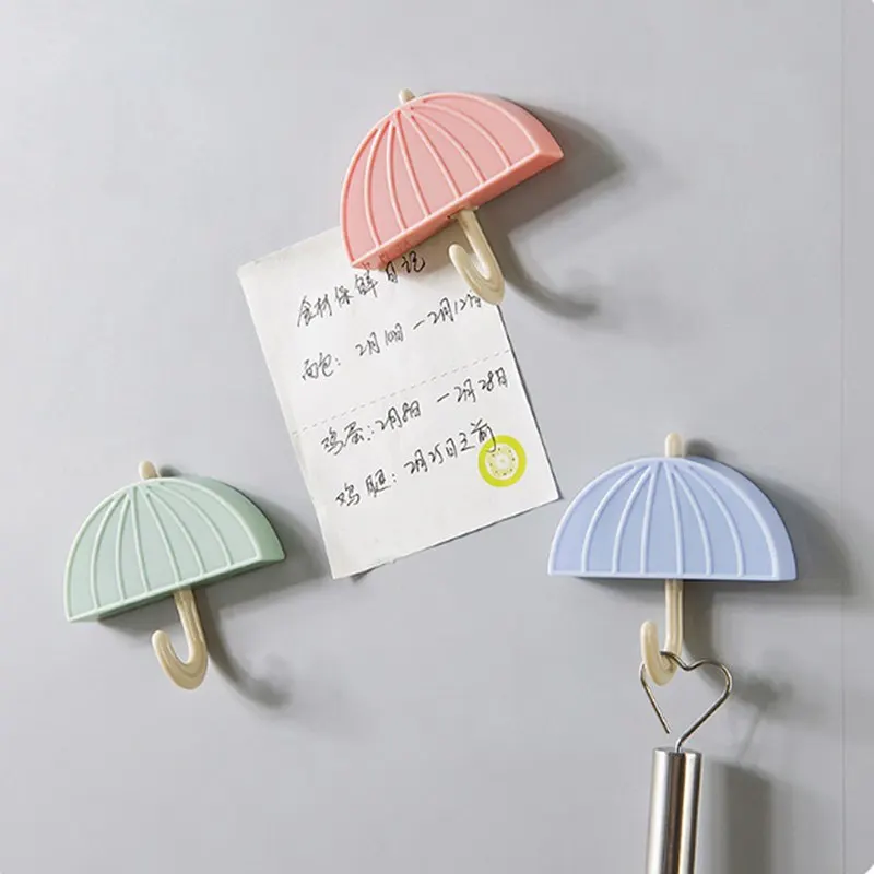 1PC Colorful Umbrella Shape Wall Hooks Umbrella Shape Wall Decor Racks Wall Organizer Containers for Kitchen Bathroom