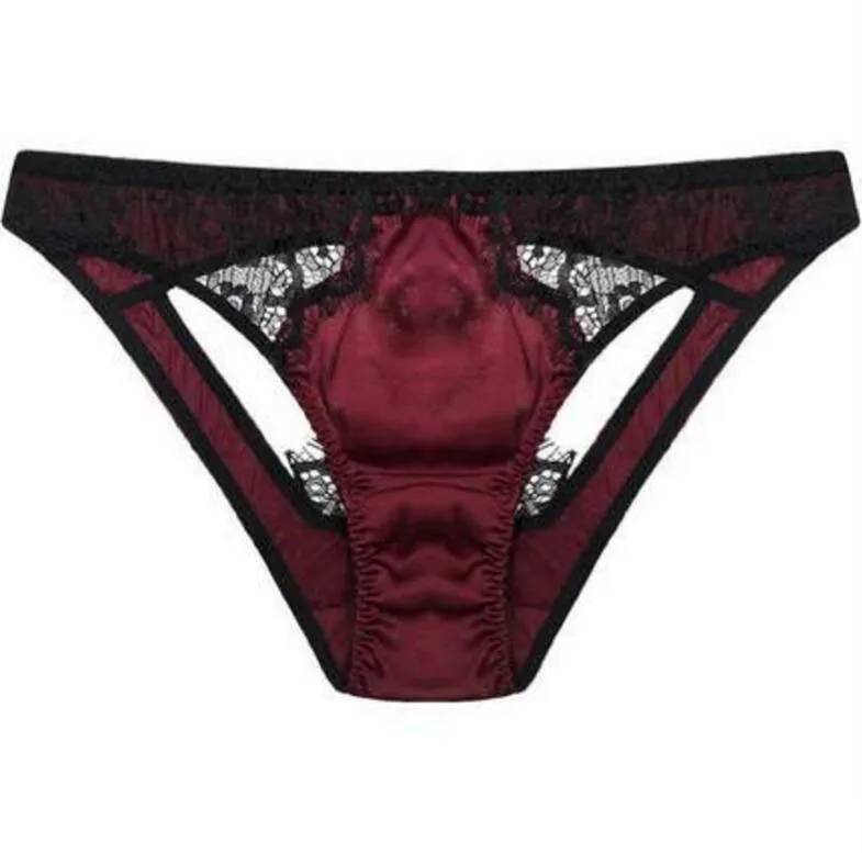 

Silk Underwear Women briefs high quality summmer panties women red mesh sexy lace tassel lingerie underpants Free shipping