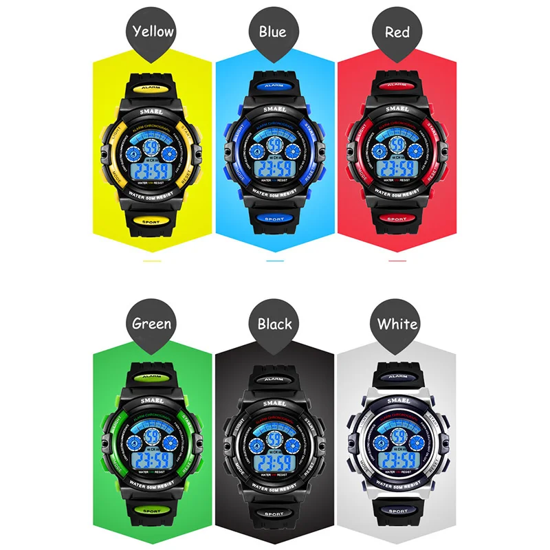 SMAEL Детские светодиодные цифровые часы Relogio Feminino спортивные дети мультфильм Relojes