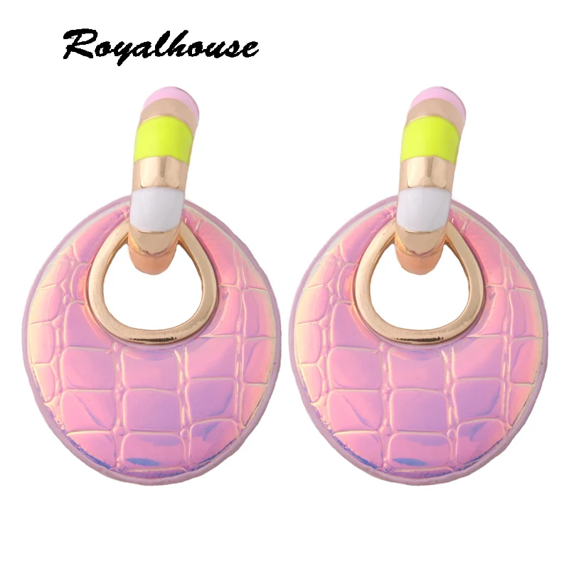 

Flash Leather Earring yellow brand Oorbellen Printed rings for women orecchini Ear bijoux femme Ladies Pendant Large Earrings