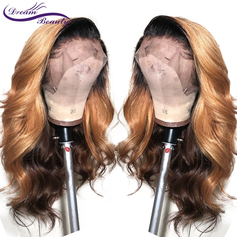 

highlight Color Lace Front Human Hair Wigs Baby Hair Pre-Plucked Hairline Brazilian Remy Wavy Hair Glueless Wigs dream beauty