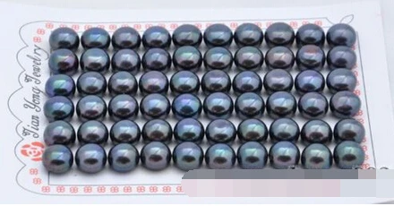 

Hot selling> free shipping 00420 30pair round black freshwater pearl earring -Bride jewelry free shipping