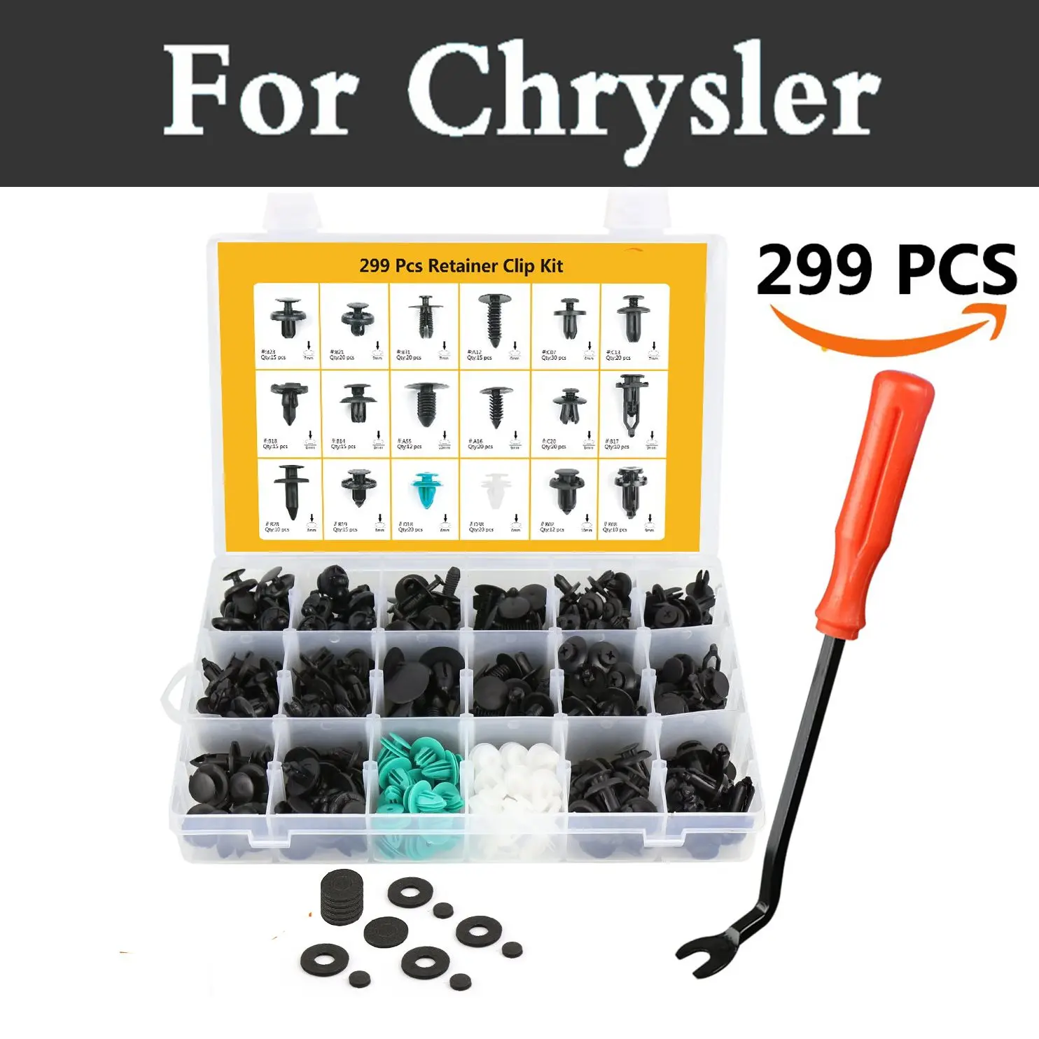 Auto Clips Assortment 299pcs Most Door Trim Panel Clips Rivets For