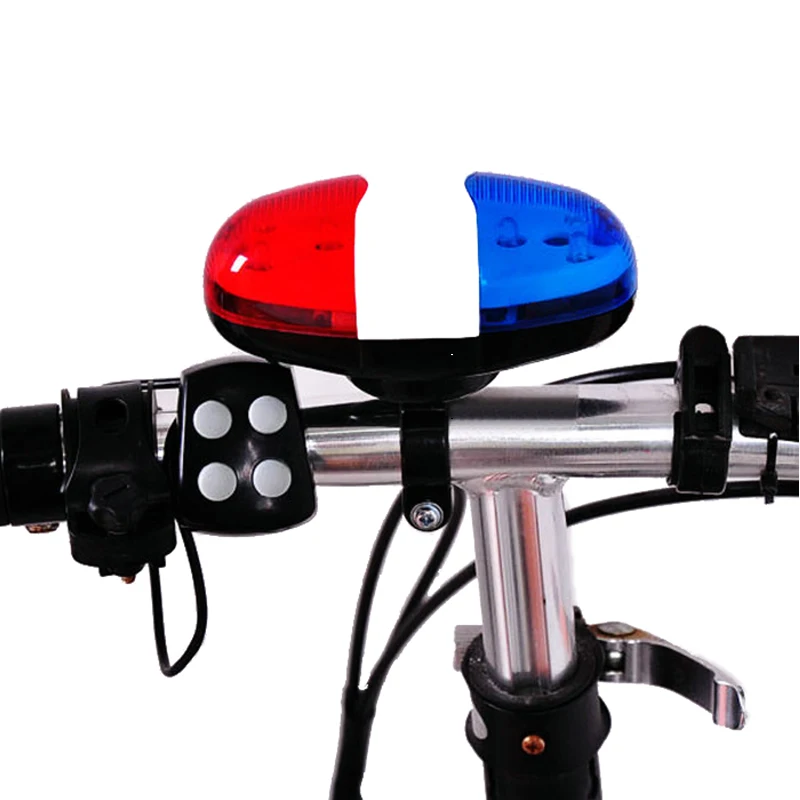 Bicycle Bell ABS 6LED 4Tone Bright Leds Horn For Bicycle Bike Police