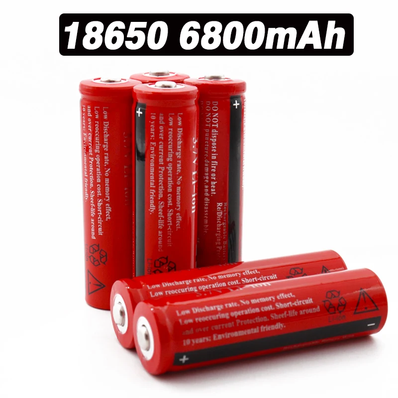 4-20 шт 18650 аккумулятор 6800 mAh литий-ионный перезаряжаемый красный корпус Аккумулятор для фонарика игрушки