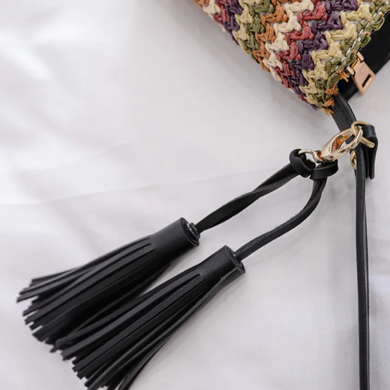 Women Tassel Beach Straw Bag Bohemian Female Summer Holiday Handbag Fashion Woven Lady Shoulder Bag Travel Mini Crossbody SS3272 (9)
