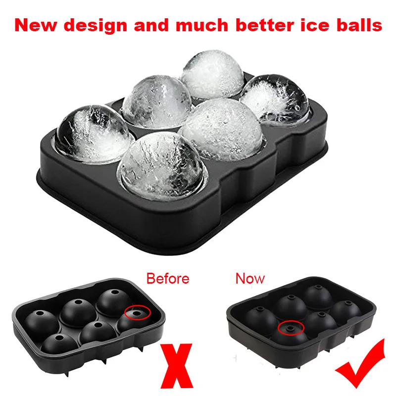 1 шт. большой Размеры 6 Cell Ice мяч формы Силиконовые Ice Cube Бал лоток виски ice ball-мейкера 6 силиконовый создатель форм для вечеринки бар