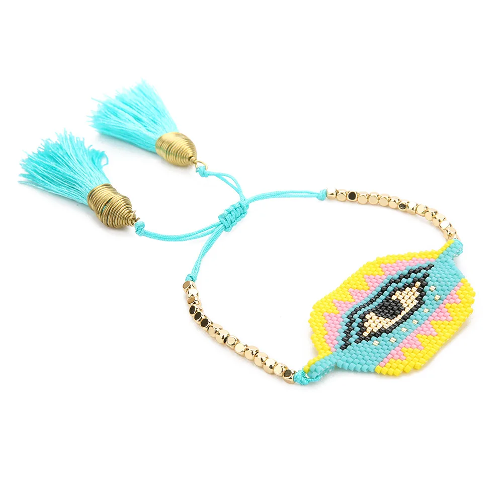 Браслет evil eye MIYUKI манжеты браслет evil eye s розовый Delica бусины ручной работы ткацкий станок тканые кисточкой Для женщин ювелирные подарки