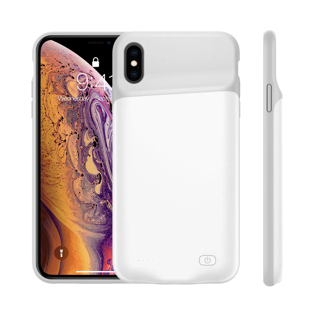 Для iPhone Xs Max 5200 мАч, зарядное устройство, чехол-бампер с аудио запасным зарядным устройством, внешний аккумулятор, чехол, защитный чехол для телефона - Цвет: Белый