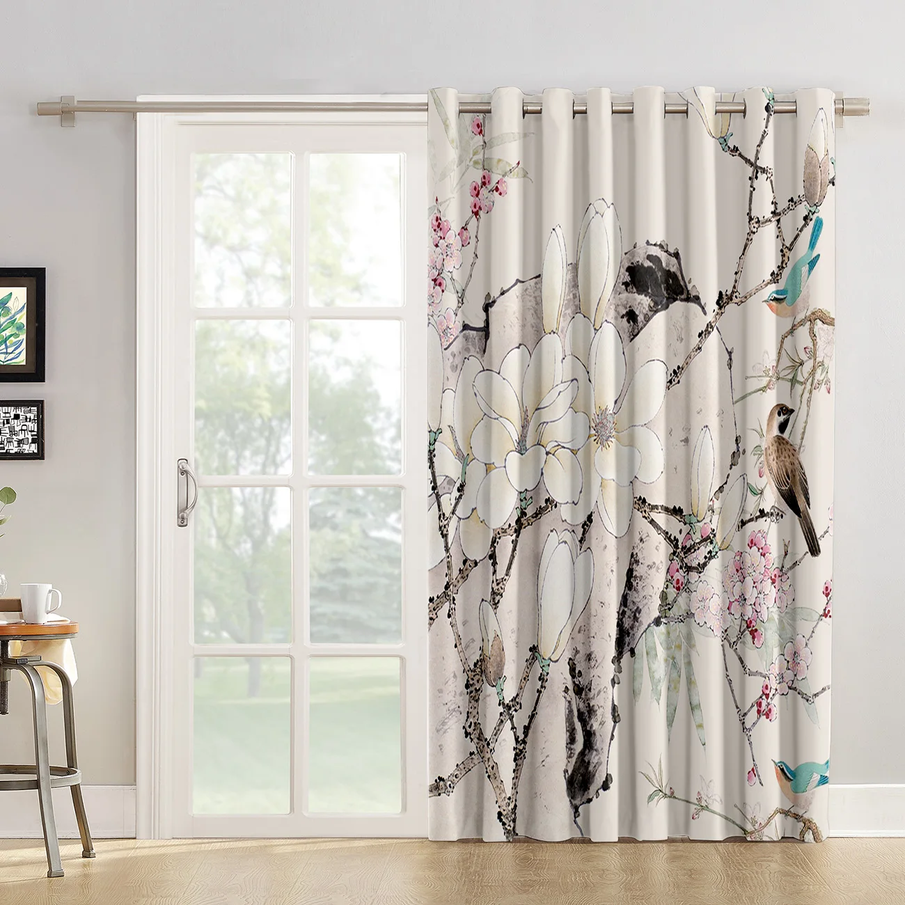 Серые китайские идеи для окна с цветами и птицами больших окон шторы спальни