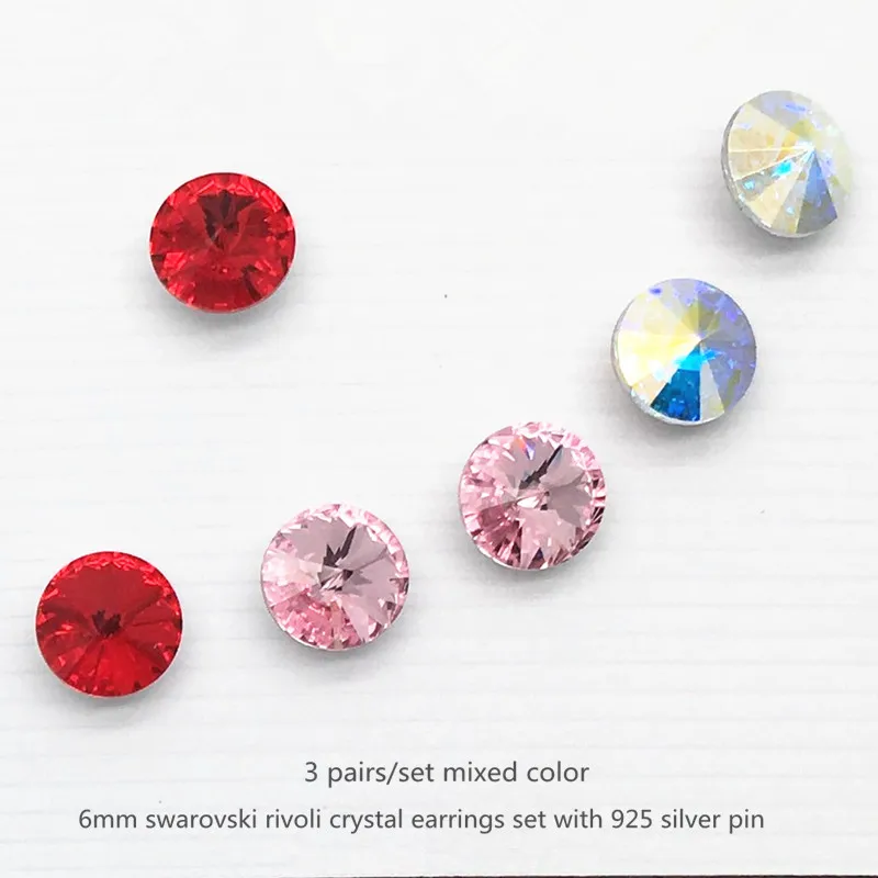 925 silver pin swarovski rivoli crystal stud earring01