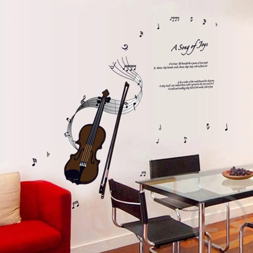 

Zs Sticker Violin wall stickers Musical equipment home decor music adhesive for Musician minstrel musical instruments
