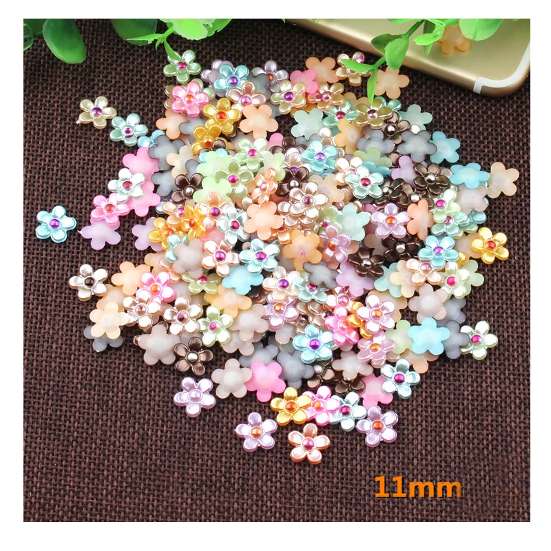 CCINEE 100PCS 11mm ABS Mix Color Flower Diy Crystal Epoxy Mobile Phone Shell Material DIY Epoxy Pearl