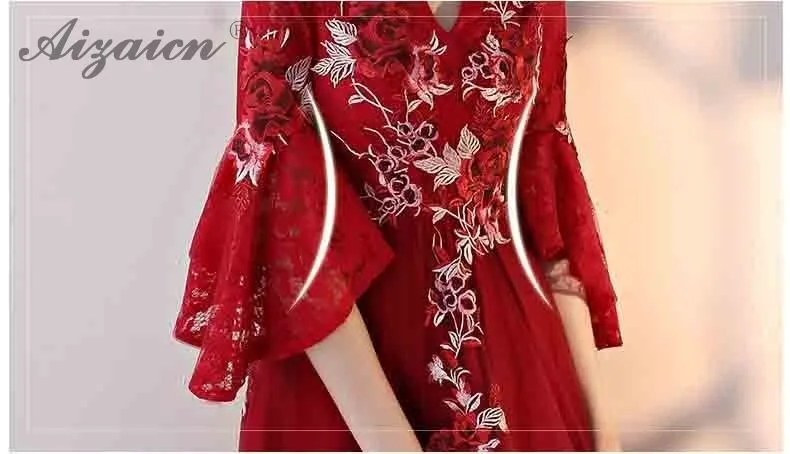 Мода Красный беременных вышивка Cheongsam Длинные платья китайский свадебное платье Qipao Восточный стиль плюс размеры вечерние Qi Pao