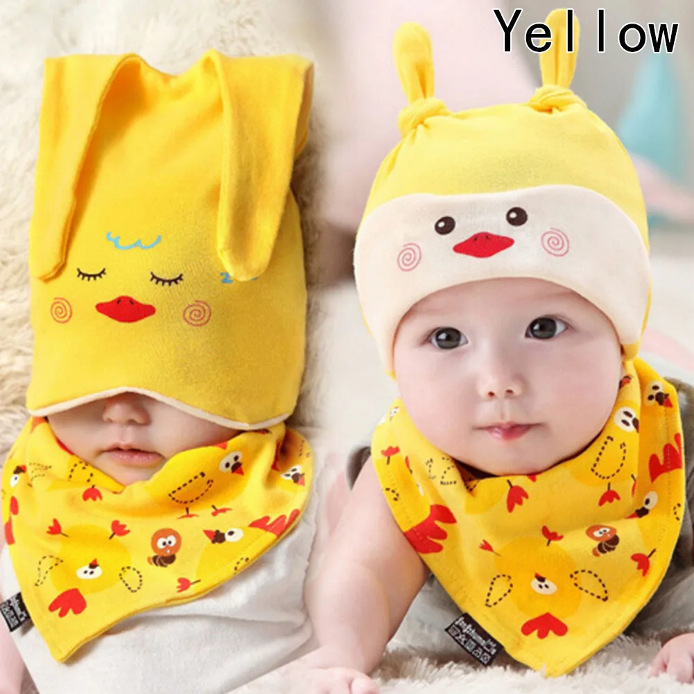 2017 New Cute Girls Sleep Hat+saliva Towel Triangle Head Scarf Set