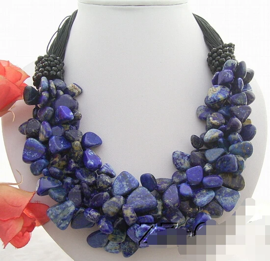 

huij 003618 Onyx&Natural Lapis Necklace
