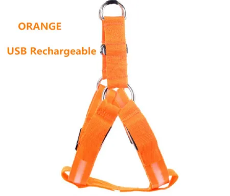 Orange USB C05 нейлоновый светодиодный жгут безопасности для домашних животных, мигающий светильник, светодиодный жгут на грудь для собак, регулируемый светодиодный ошейник для собак, жилет, зарядка от аккумулятора/usb - Цвет: Orange USB