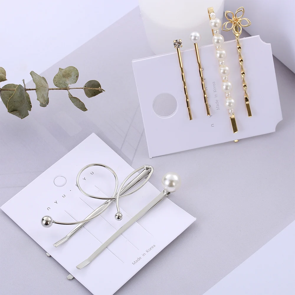 

1 Set Metal Minimalist Pearl Hairclips Barrette Hair Clip Geometric Irregular Hairpin Hairgrip For Women Girls Hair Accessories