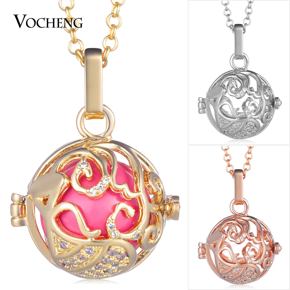 

10PCS/lot Harmony Caller 3 Colors Angel Ball Cubic Zirconia Stone Necklace with Stainless Steel Chain VA-395*10