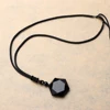 1PC Black Obsidian Stone Hexagram Shape Pendant Sweater Chain Ornaments Amulet Necklace Fashion Jewelry Accessories for Unisex ► Photo 3/6