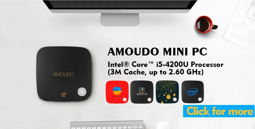 Amoudo intel core i5-4200U 8 Гб оперативной памяти + 256 ГБ ssd + 500 ГБ hdd windows 10 система Wi-Fi bluetooth gigabit сети hdmi mini pc desktop