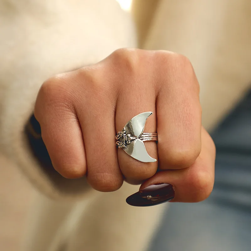 

Hongye Silver Fish Tail Ring for Women Party/Anniversary Fashion Ring Statement Vintage Finger Jewelry Drop Shipping