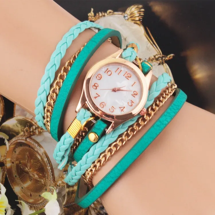 Часы женские Многослойные кварцевые с ремешком из искусственной кожи|bracelet sports