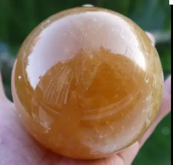 

SCY wangshun6680115+++Natural Citrine Calcite Quartz Crystal Sphere Ball Healing 80MM +Stand