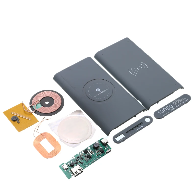 10000 мАч Qi Беспроводное зарядное устройство Внешний аккумулятор DIY Беспроводной Быстрый зарядный внешний аккумулятор для iPhone/Xiaomi без аккумулятора