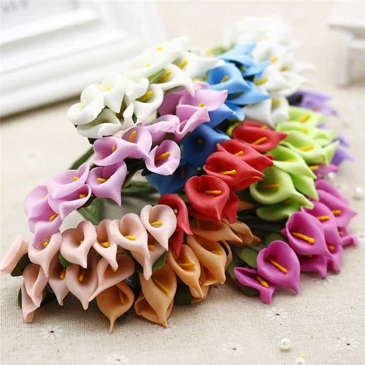 

Mini Calla Lily foam flower Cheap artificial flower for home decoration accessories 12Pcs/Bouquet