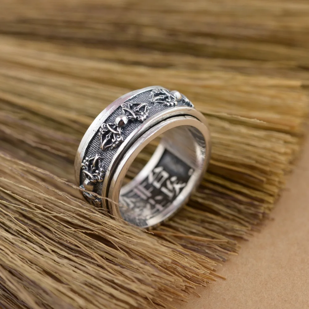 BALMORA,, настоящее 925 пробы, серебряные буддийские кольца для мужчин и женщин, тайское серебро, вращающееся кольцо, амулет, высокое качество