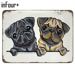 Два милые постеры с собаками Паб Бар КТВ Настенный декор металлический знак винтаж домашний декор жестяная вывеска металлическая табличка