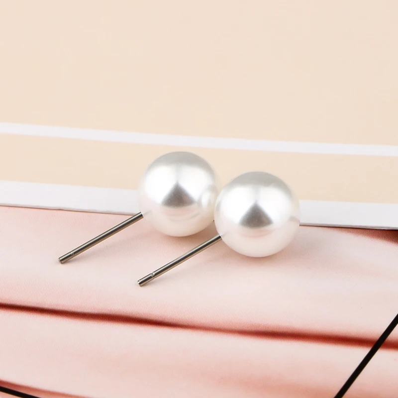 CHUKUI Wholesale Kolczyki Kids Imitation Pearl Earrings Girls Stainless Steel Stud Earrings Hypoallergenic Jewelry (11)