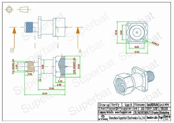 Superbat 5 шт. SMA-F адаптер SMA Джек штекер F Панель крепление прямолинейный адаптер