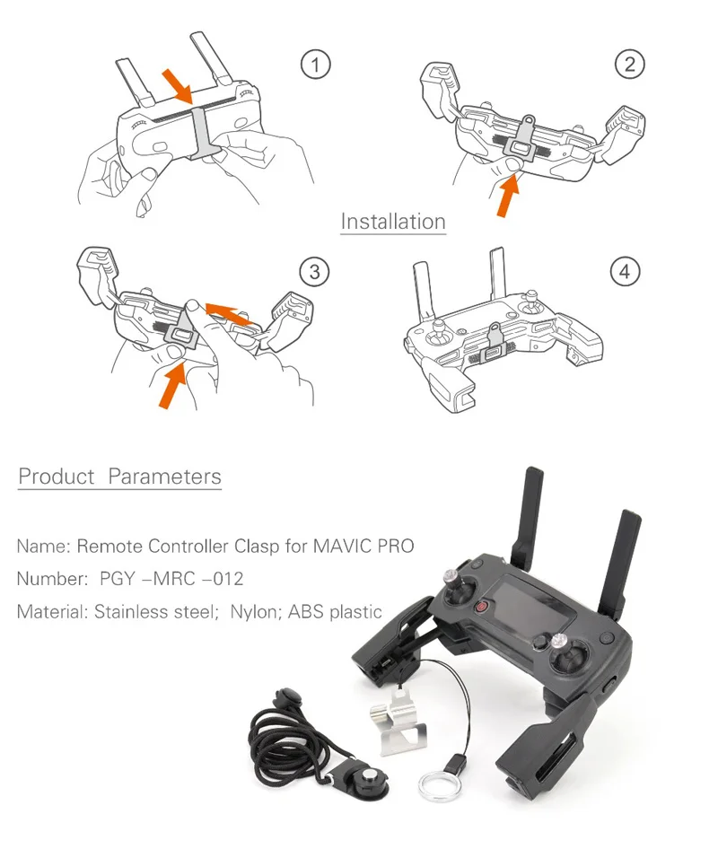 PGYTECH 2в1 пульт дистанционного управления ремень с застежкой для DJI Mavic Pro быстросъемный слинг ремешок Регулируемая длина аксессуары PT