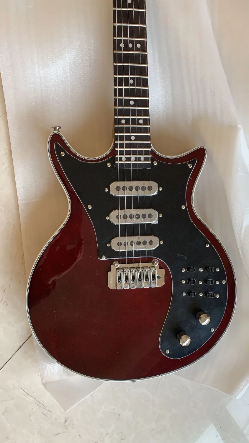 Guild BM01 Brian May Красная гитара 24 лада черная накладка 3 звукоснимателя тремоло мост Китай Гитара s