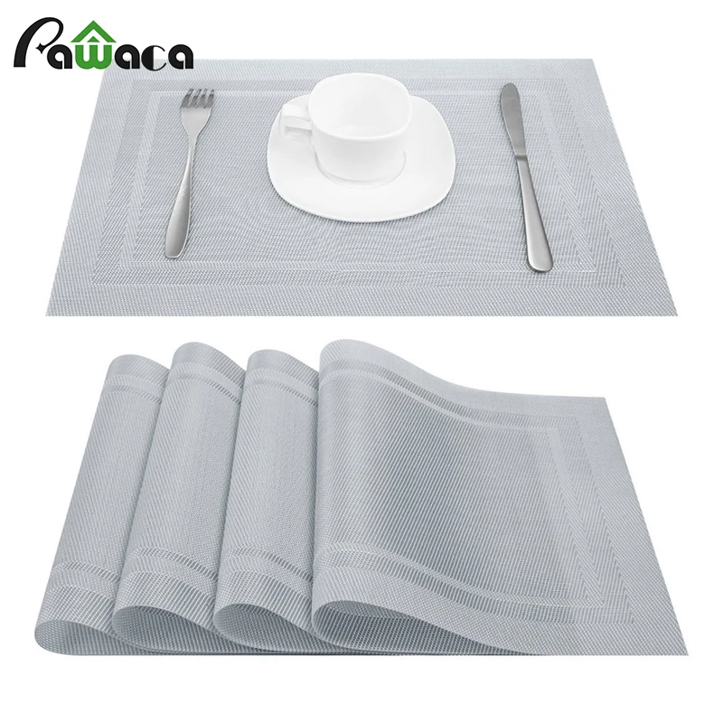  4 Pcs/lot Placemat PVC Dining Table Mat Disc Bowl Pad Cup Coasters Waterproof Table Cloth Pad Slip-