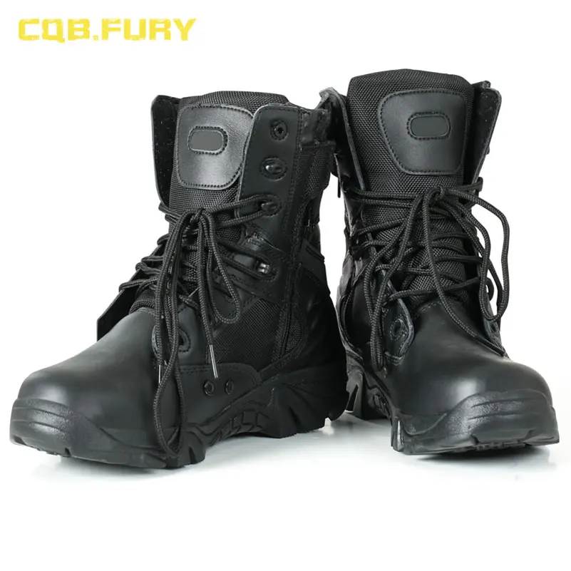 Мужские военные ботинки CQB.FURY из спилка черные боевые дышащие армейские на молнии