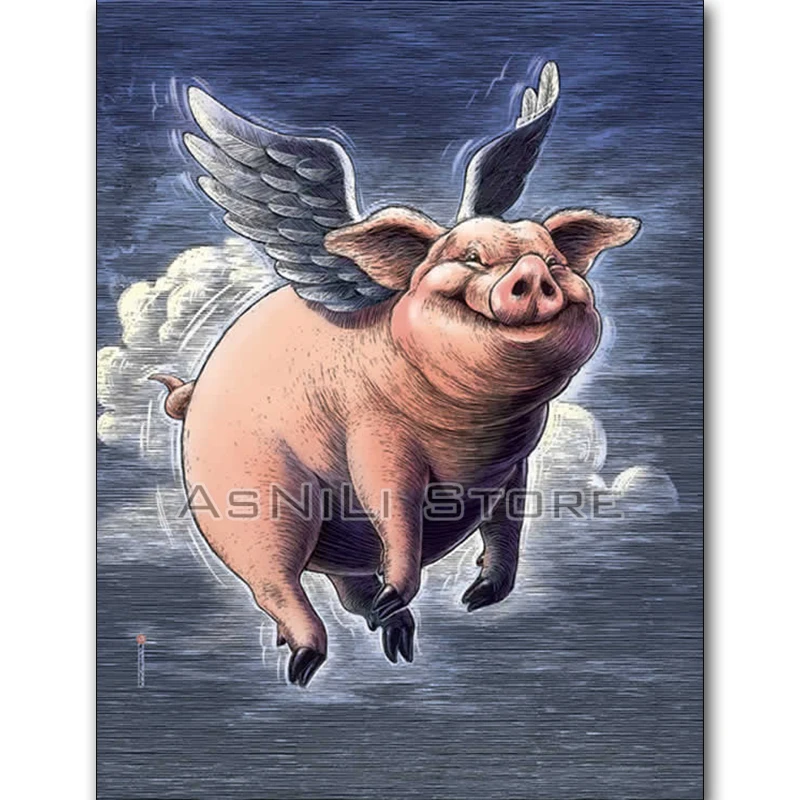 

5D DIY Square / Round Diamond Painting Cute angel pig Diamond Embroidered animal Pattern Diamond Mosaic Art Gift