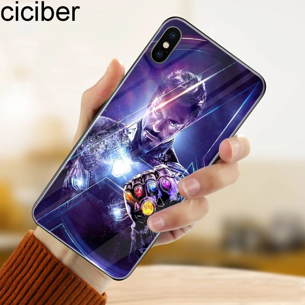 Ciciber Marvel Железный человек для iPhone 11 Pro Max X XR XS MAX 7 8 6 6S Plus стеклянные Чехлы задняя