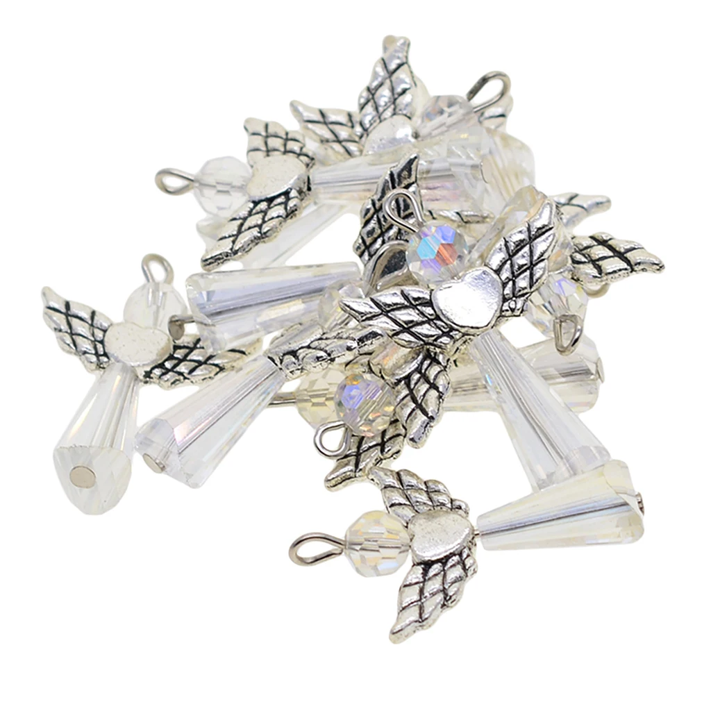 12pcs Alloy Acrylic Handcrafts Angel Charms Pendant Ornaments Fashion Jewelry bracelets necklaces DIY Crafts  for Kids Gifts 