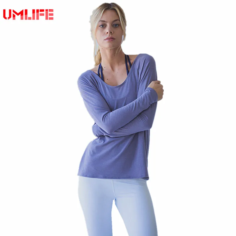Umlife Йога рубашка свободные дышащие Фитнес Для женщин спортивный Топ с длинным