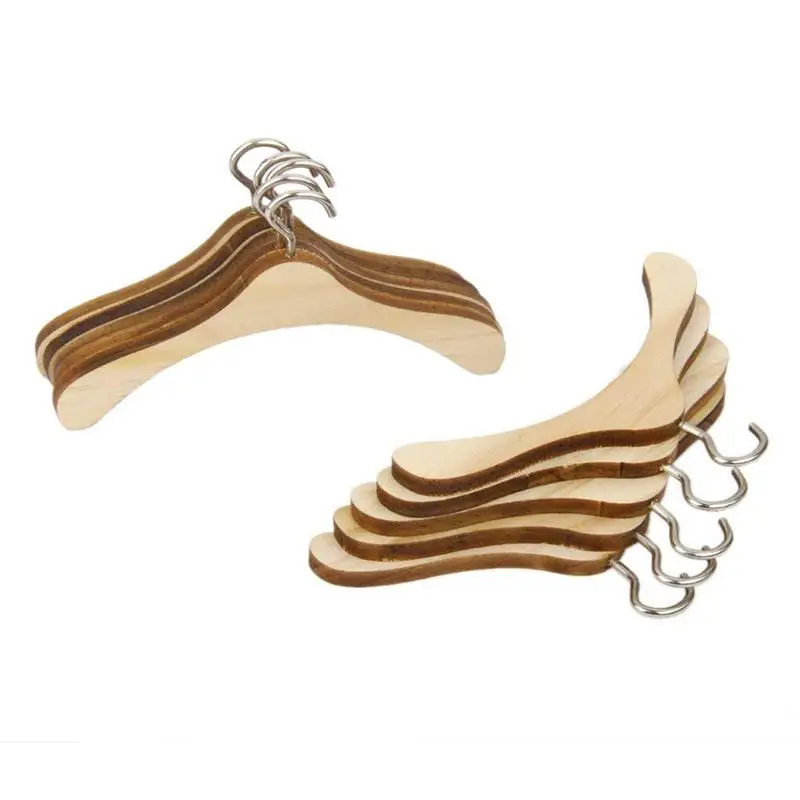 

Lot 10 pcs Wooden hangers, metal Hook Coats Jackets for 1/3 BJD Doll