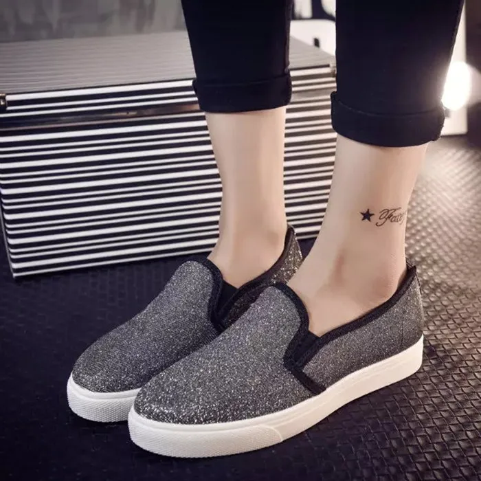 

2016 Fashion Women shoes high canvas shoes women platform casual shoes Men's shoes Color Sequined decoration Baok-1509