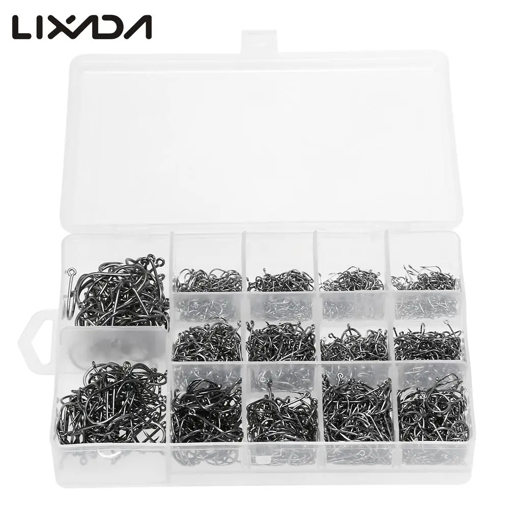 

1200pcs / 1800pcs Fishing Hooks 3#-16# Mixed Size Fishing Hooks Set High Carbon Steel Fishhooks